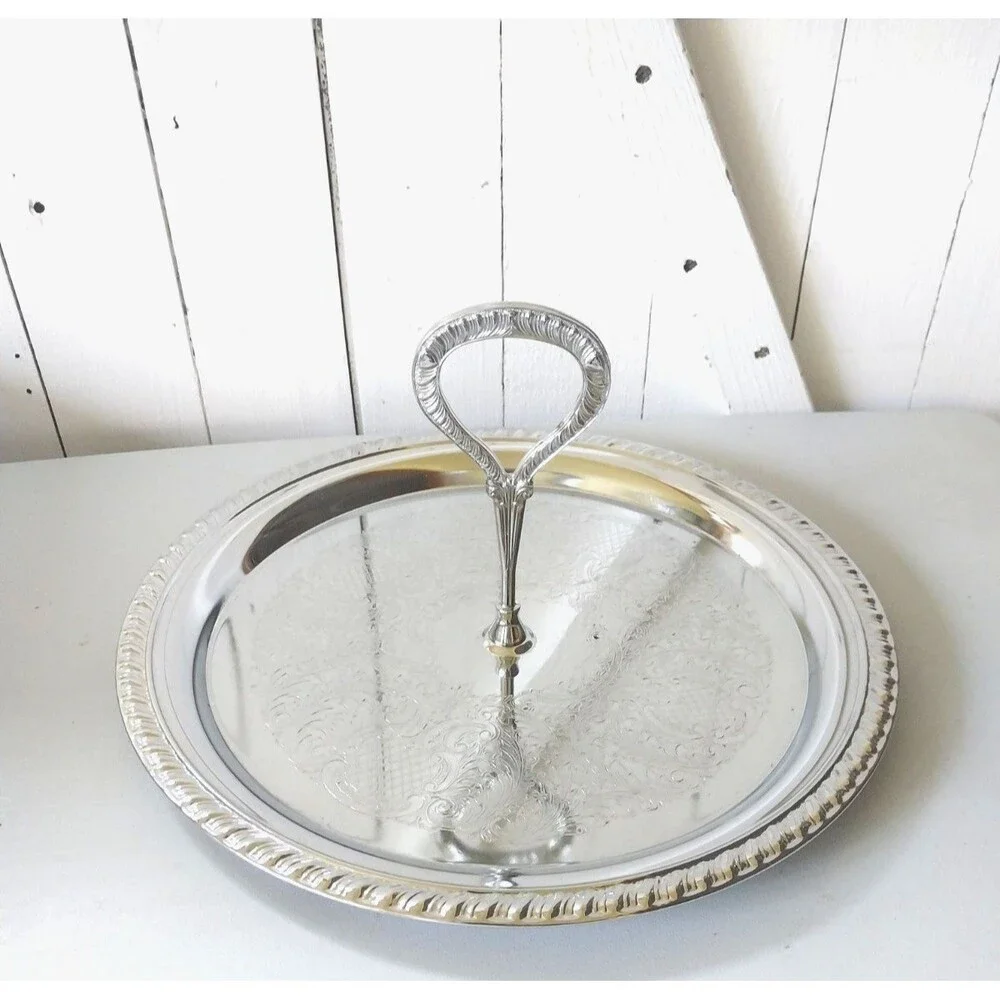 Vintage Irvinware Silver Plated Ornate Design Braided Rim 12